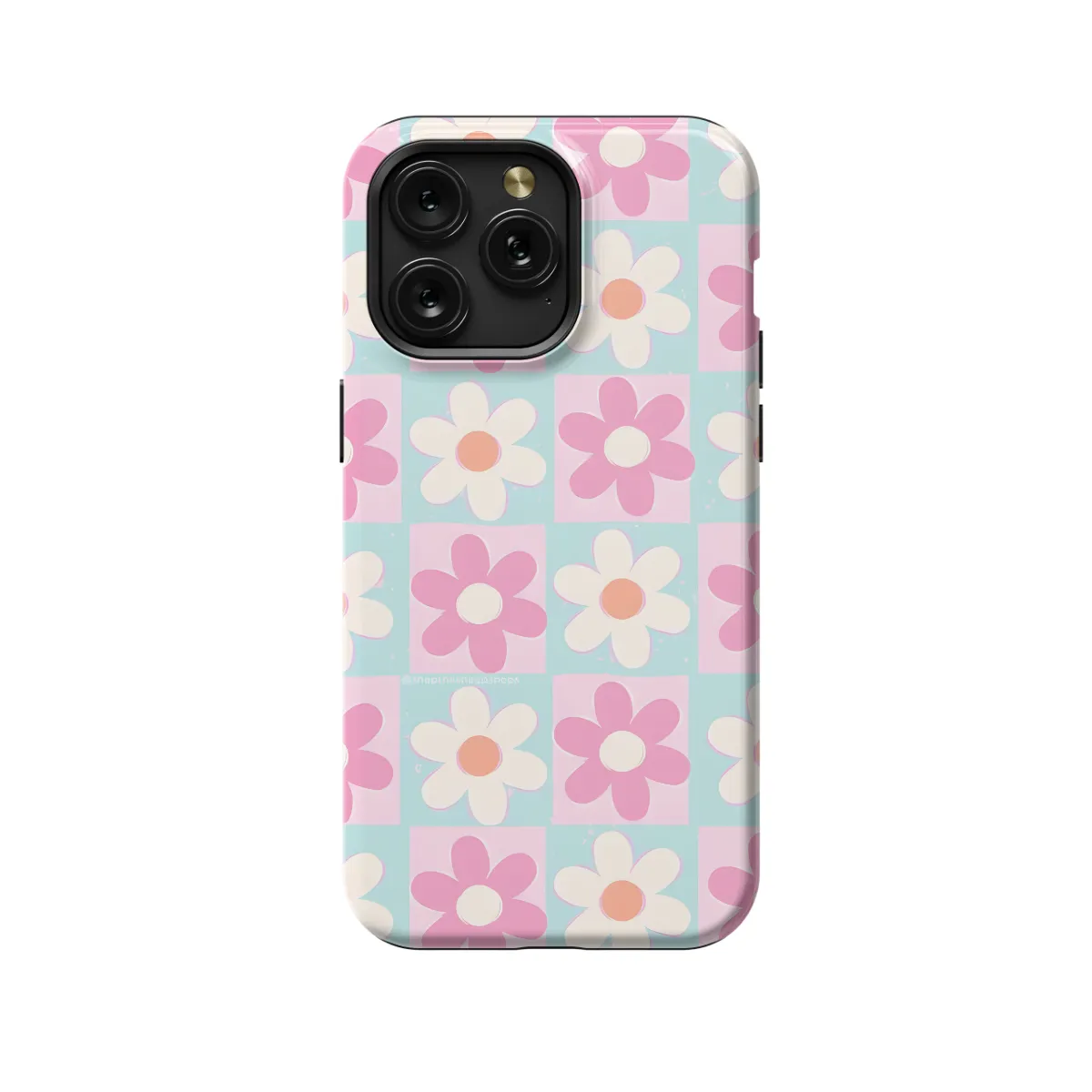 iPhone 16e Daisy Checkered Phone Case - Image 1