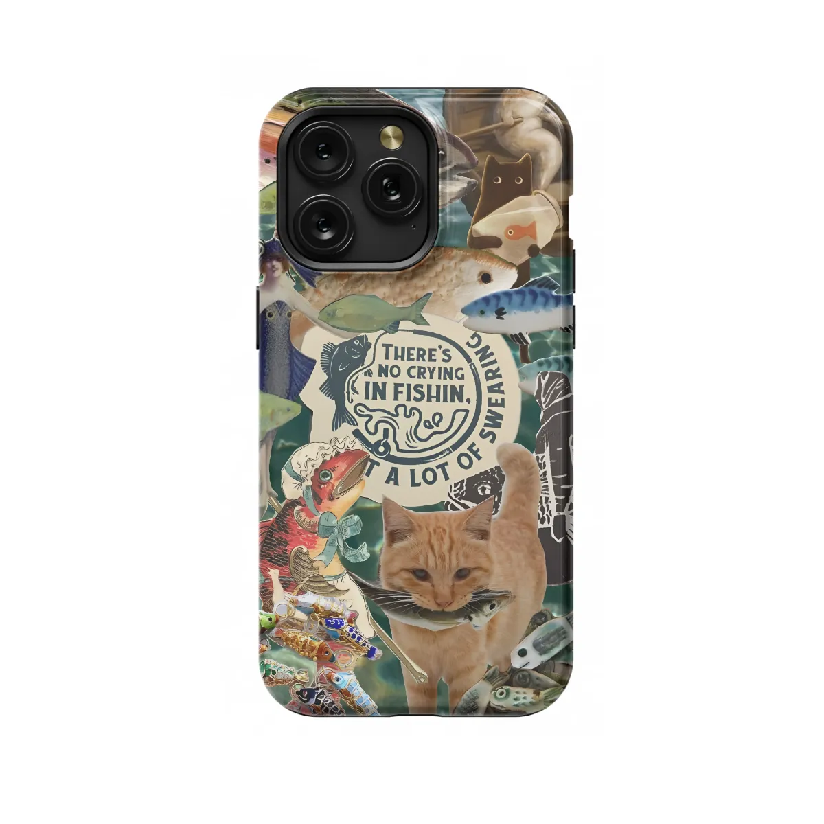 iPhone 16e Fish Fishing Ocean Cat Phone Case - Image 1