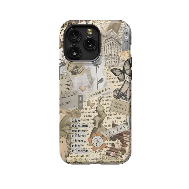 iPhone 16e Vintage Collage Library Romance Poetry Aesthetic Phone Case