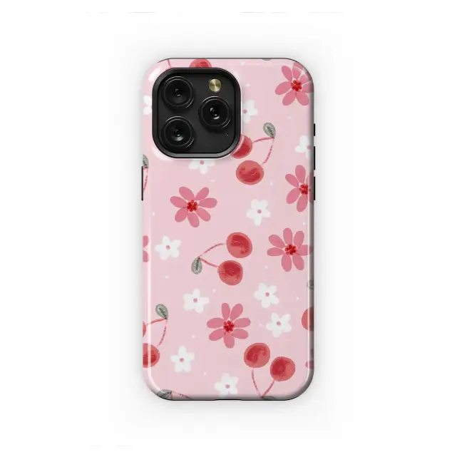 iPhone SE 2022 Cute Cherry Floral , Pink Coquette Fruit Pattern Phone Case