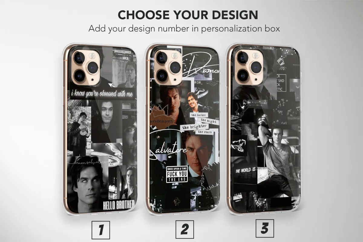 Damon Salvatore from The Vampire Diaries Collage Aesthetic Soft iPhone SE 2022 Phone Case - Image 1