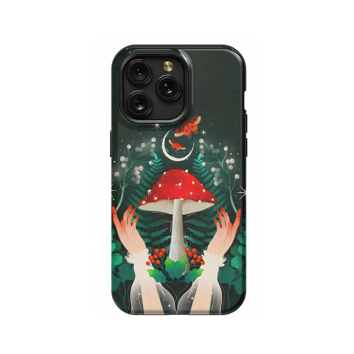 Dreamy Mushroom Celestial Bush Butterfly iPhone SE 2022 Phone Case - Image 1