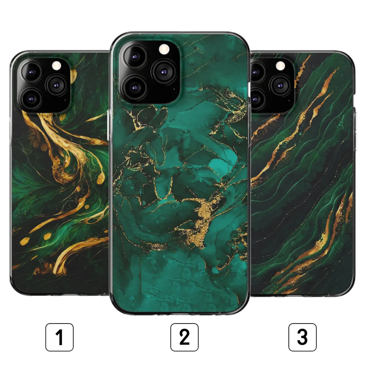 Green Marble With Gold iPhone SE 2022 Phone Case - Image 1