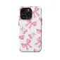 Pink Cherry Coquette Bow iPhone SE 2022 Phone Case - Image 1
