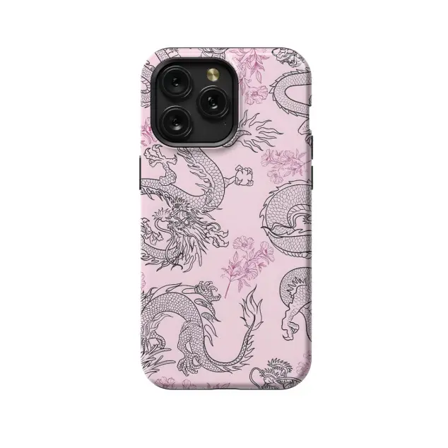 iPhone SE 2022 Pink Flower Dragon Phone Case