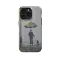 Rainy Men with Umbrella and Dog in Leash iPhone SE 2022 Phone Case - Image 1