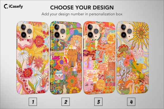 Retro Groovy Hippie Floral Rainbow Trippy iPhone SE 2022 Phone Case - Image 1