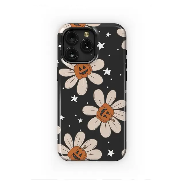 iPhone SE 2024 Groovy Pumpkin Flower Night Sky Phone Case