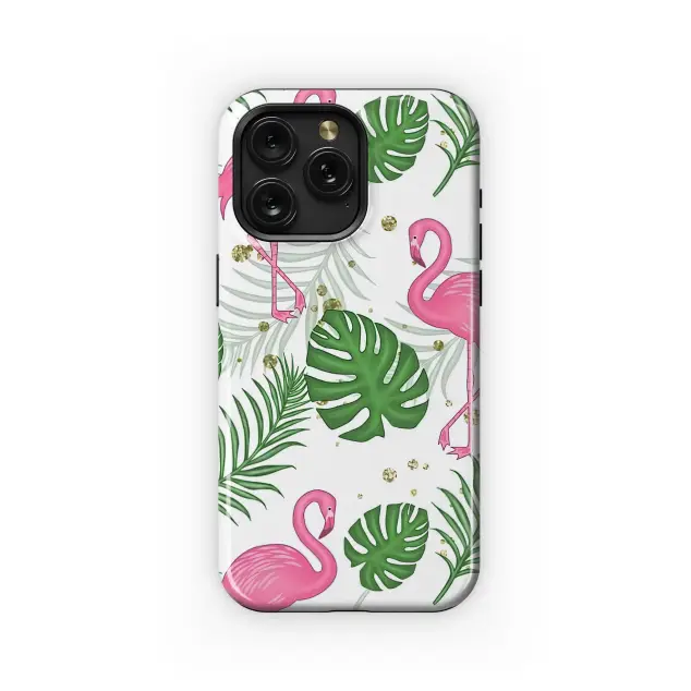 iPhone SE 4 Tropical Flamingo Glitter Paradise Phone Case
