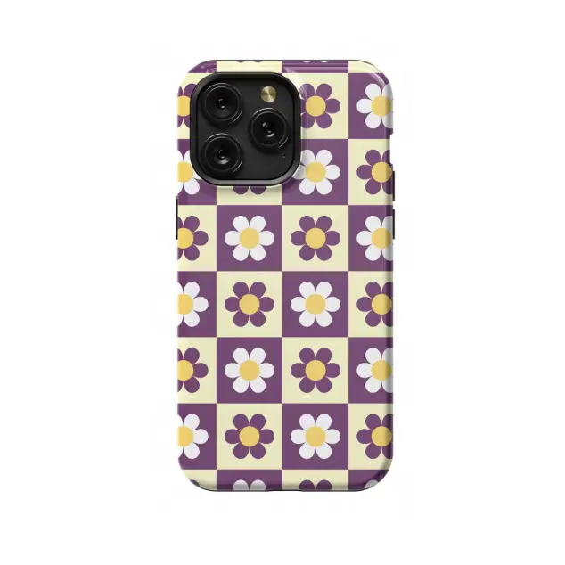 iPhone X Daisy Checkered Phone Case