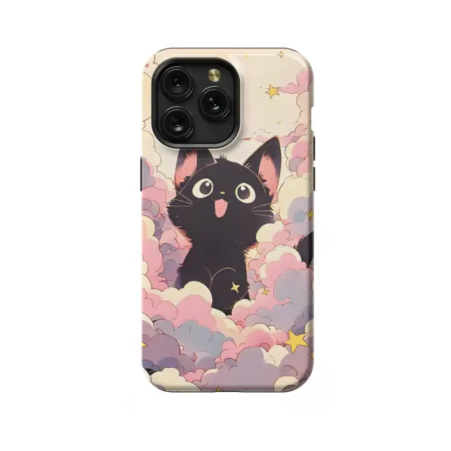 iPhone X Kawaii Black Cat Cloud Anime Phone Case