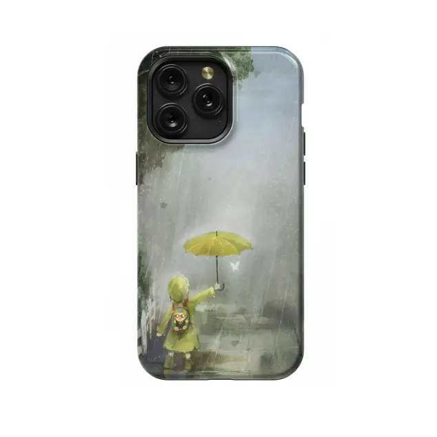 iPhone X Rainy Girl with Umbrella Phone Case