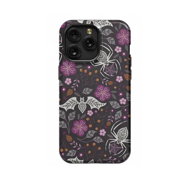 iPhone X Seamless Floral Spider Web Bat Phone Case