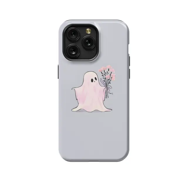 iPhone Xr Cute Halloween Pastel Pink Floral Ghost Spooky Phone Case