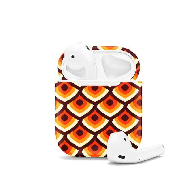 iPhone Xs Max Abstract Brown Orange Retro Mosaic AirPods AirPods AirPods AirPods AirPods Glossy Phone Case