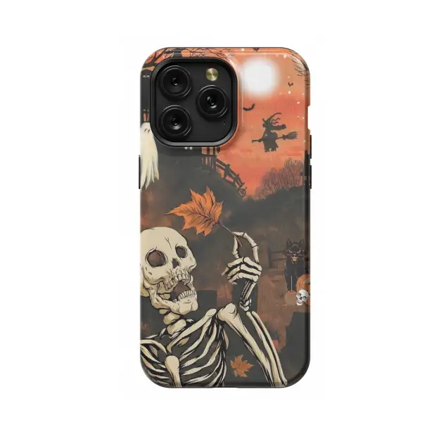 iPhone Xs Max Autumn Skeleton Spooky Witchy Halloween Phone Case