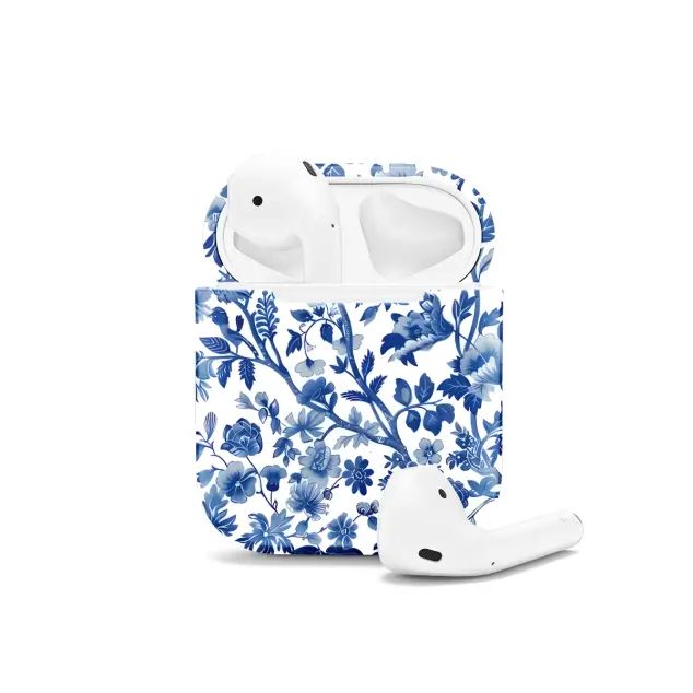 iPhone Xs Max Blue Flower French Toile De Jouy AirPods AirPods AirPods AirPods AirPods Glossy Phone Case