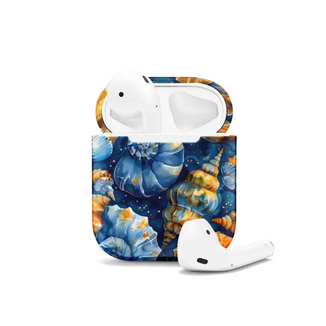 iPhone Xs Max Blue Sea Shells Painting AirPods AirPods AirPods AirPods AirPods Glossy Phone Case