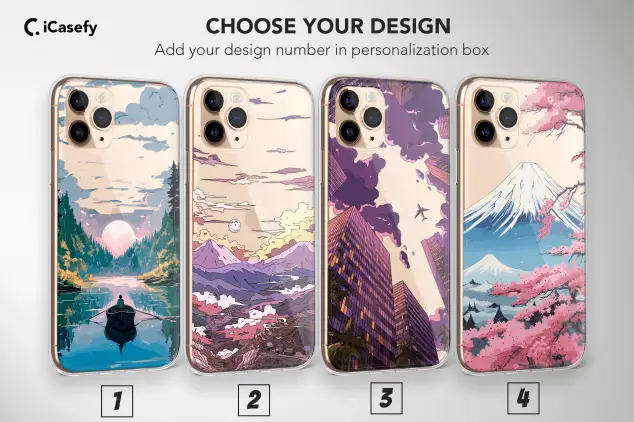 iPhone Xs Max Clear Anime Lofi Abstact Mountain Phone Case