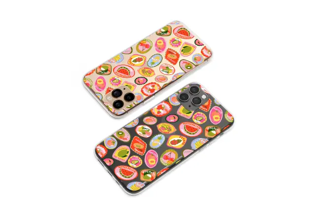 iPhone Xs Max Clear Vintage Travel Fruit Sticker Medley Phone Case