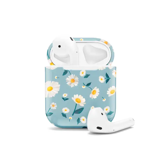 iPhone Xs Max Cute Blue Pastel Daisy Flower AirPods AirPods AirPods AirPods AirPods Glossy Phone Case
