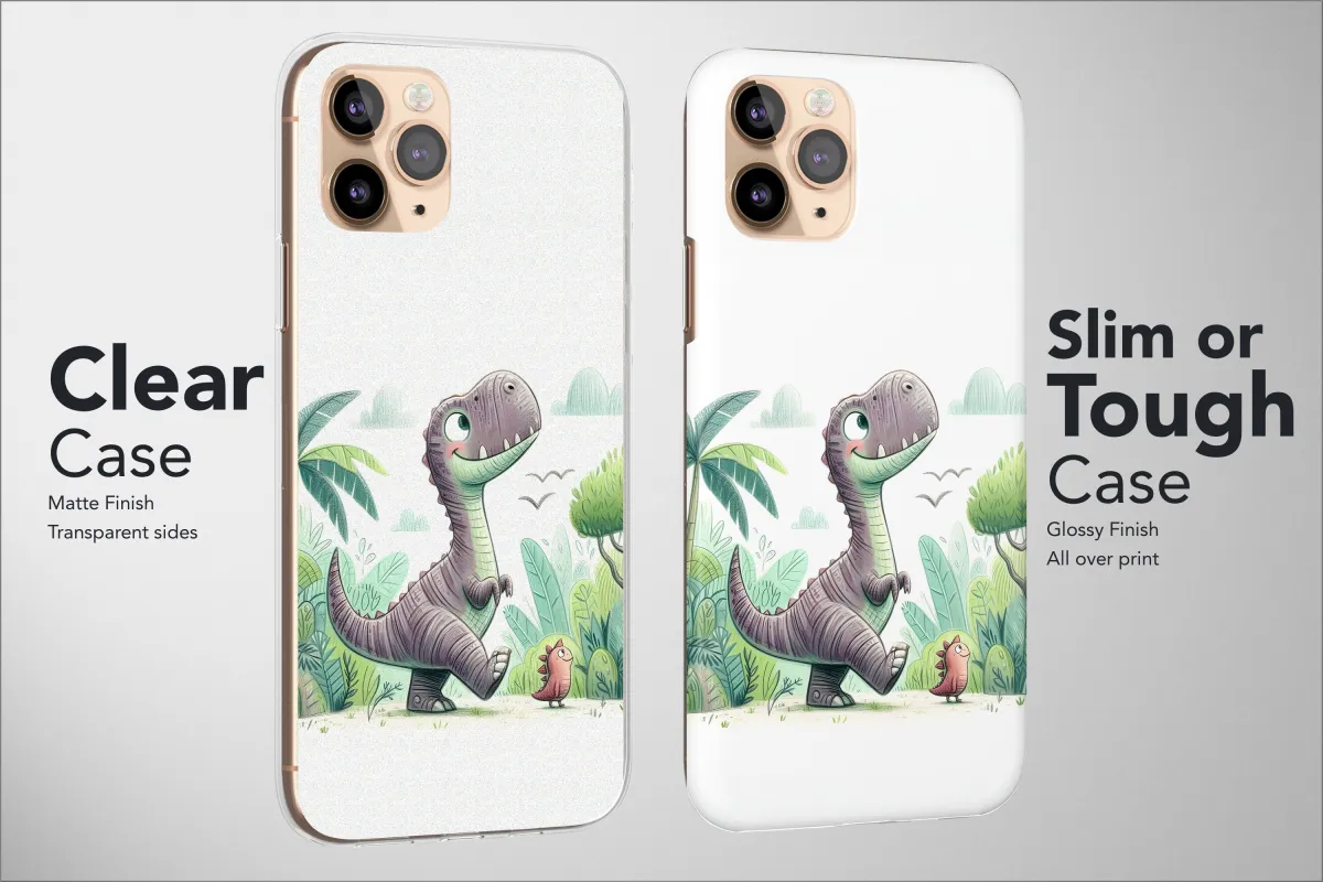 iPhone Xs Max Dinosaur Dino T-Rex Animal Landscape Art Cartoon Phone Case - Image 1