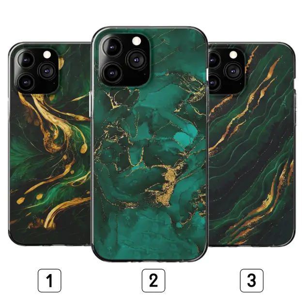 iPhone Xs Max Green Marble With Gold Phone Case