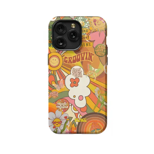 iPhone Xs Max Groovy Trippy Aesthetic Hippie Peace Rainbow s Phone Case
