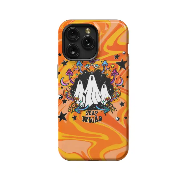 iPhone Xs Max Halloween Trippy Ghost Groovy Stay Weird Phone Case