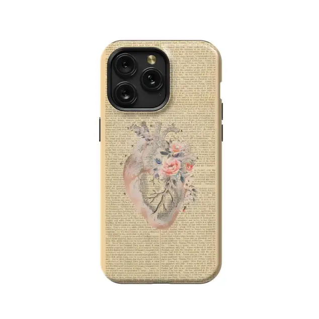 iPhone Xs Max Heart Book Newspaper Anatomy Phone Case