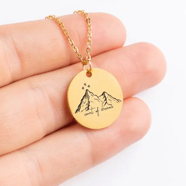 iPhone Xs Max Night Court Symbol Necklace, Acotar Velaris Acomaf Starry Mountains Necklace, Bookish Jewelry, Gift Her, Book Lover, Court of Dreams Phone Case