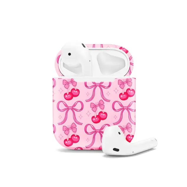 iPhone Xs Max Pink Cherry Coquette Bow Sprinkle AirPods AirPods AirPods AirPods AirPods Glossy Phone Case