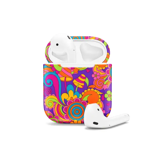 iPhone Xs Max Psychedelic Groovy Floral Mushroom AirPods AirPods AirPods AirPods AirPods Glossy Phone Case