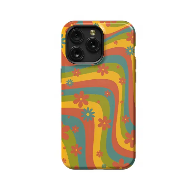 iPhone Xs Max Retro Aesthetic Hippie Flowers Colorful Groovy Vibe Phone Case