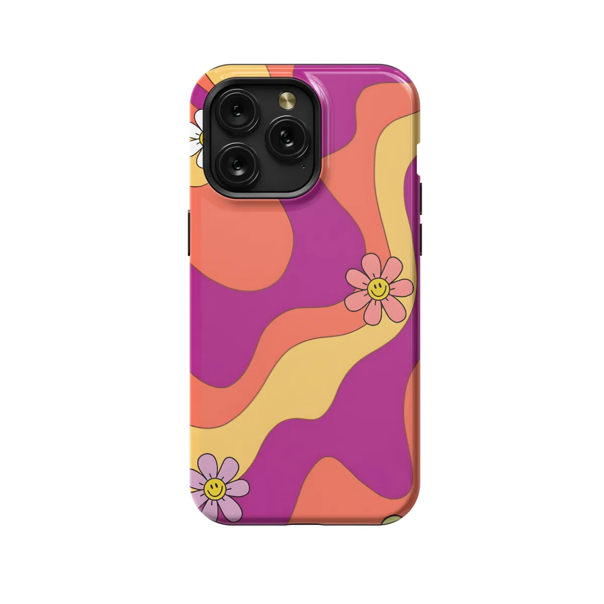Retro Groovy Flower Wavy iPhone Xs Max Phone Case - Image 1