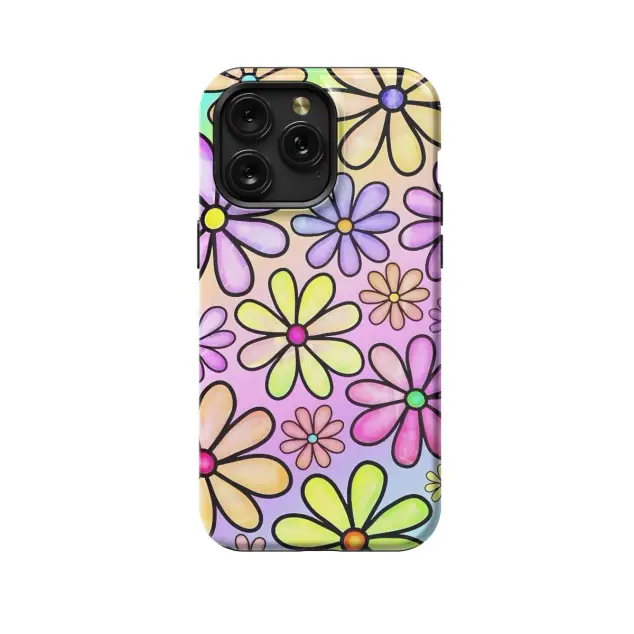iPhone Xs Max Retro Groovy Hippie Floral Rainbow Trippy Phone Case