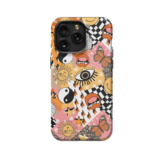 iPhone Xs Max Retro Groovy Hippie Floral Rainbow Trippy Phone Case