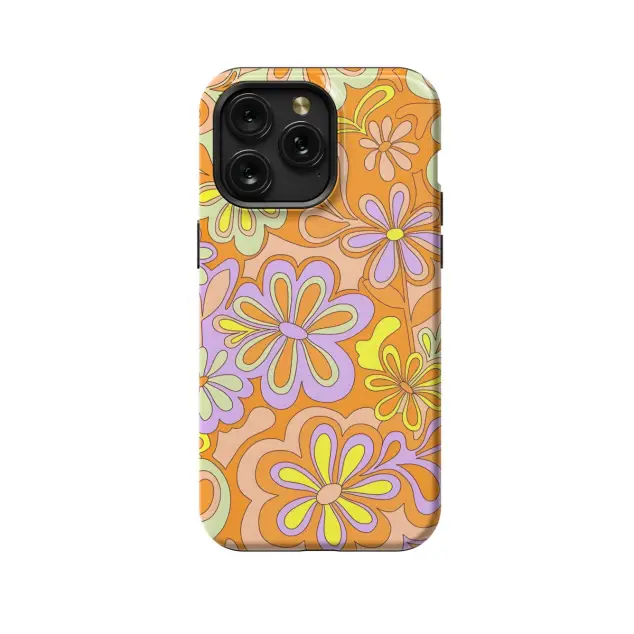 iPhone Xs Max Retro Groovy Hippie Floral Rainbow Trippy Phone Case