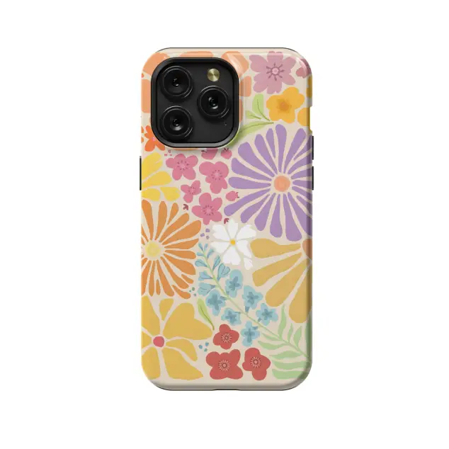 iPhone Xs Max Retro Groovy Hippie Floral Rainbow Trippy Phone Case