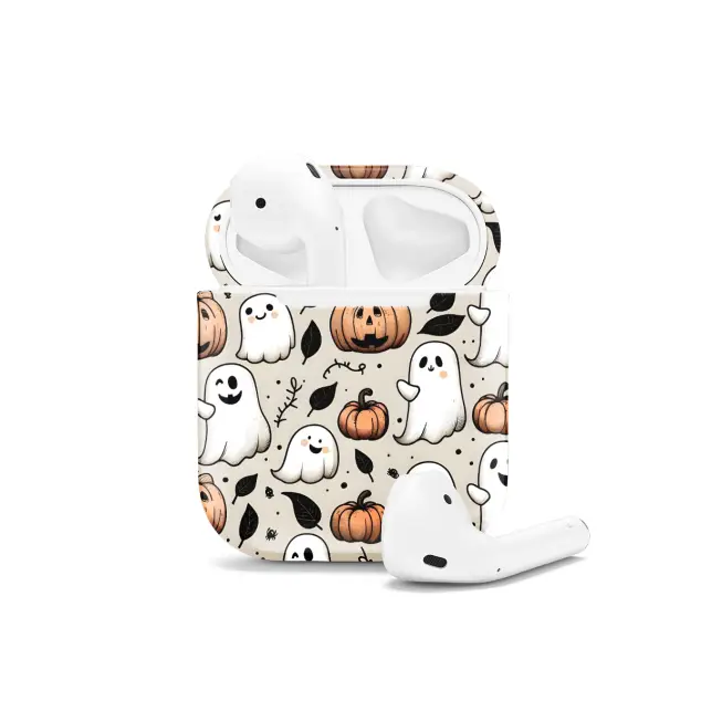 iPhone Xs Max Seamless Aesthetic Halloween Spooky Ghost Pumpkin Fall AirPods AirPods AirPods AirPods AirPods Glossy Phone Case