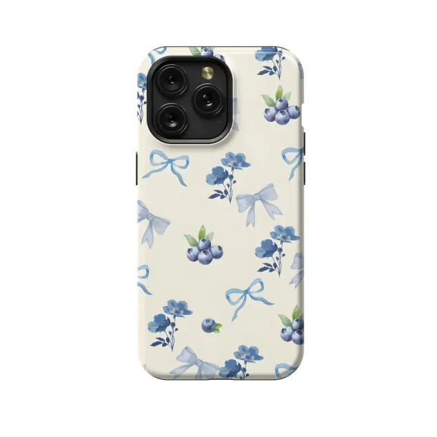 iPhone Xs Max Seamless Blue Blueberry Coquette Bow Phone Case