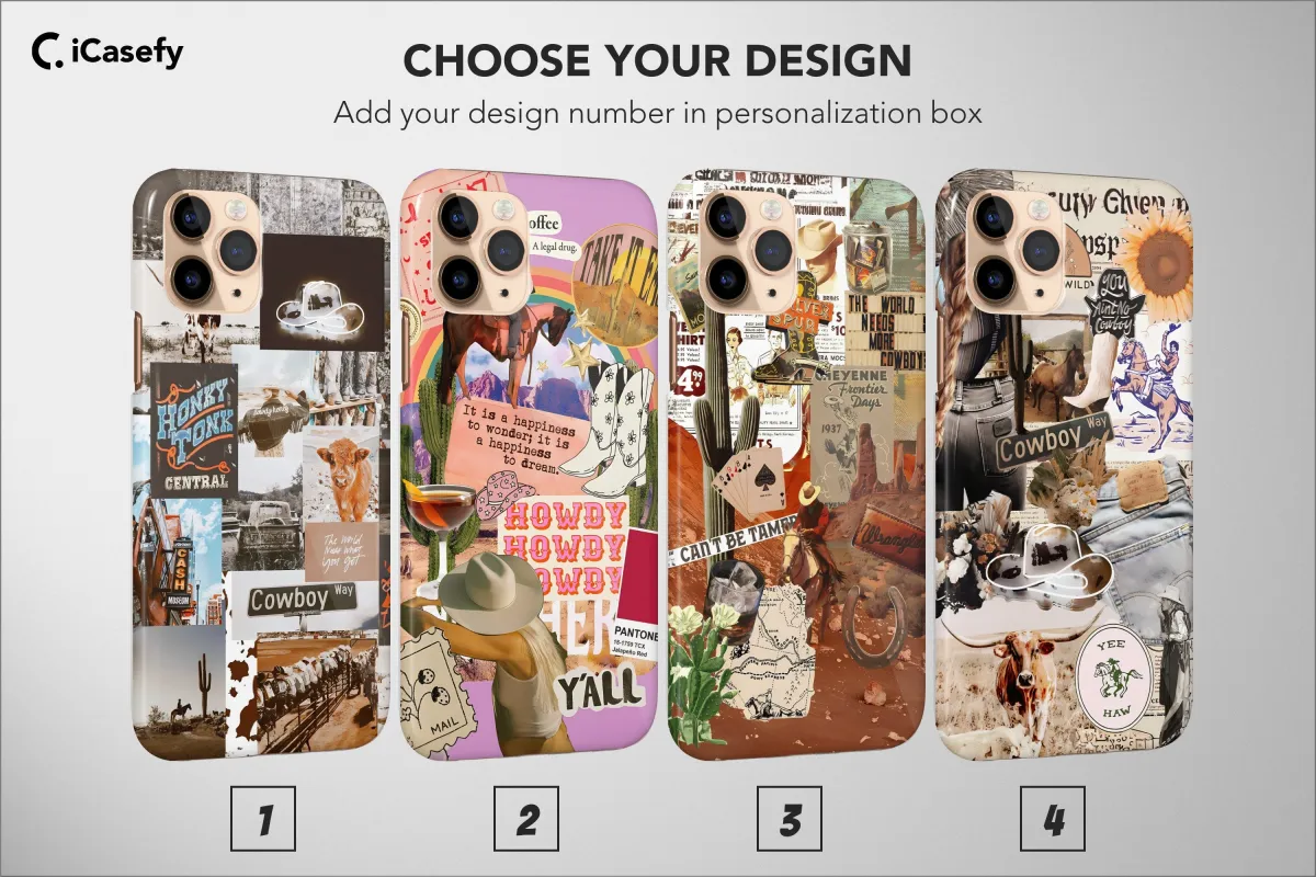 iPhone Xs Max Western Country Collage Aesthetic Cowboy Phone Case - Image 1