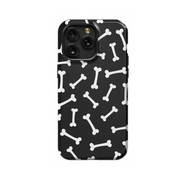 iPhone Xs Black and White Dog Bone Phone Case