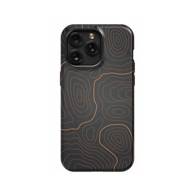 iPhone Xs Orange Grey Topographic Phone Case