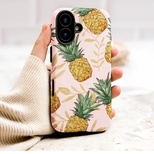 Illustrated Tropical Pineapple Summer Fruit Design Phone Case Cover for iPhone 17 Pro Max 16 15 13 Samsung S26 S25 Pixel 9847