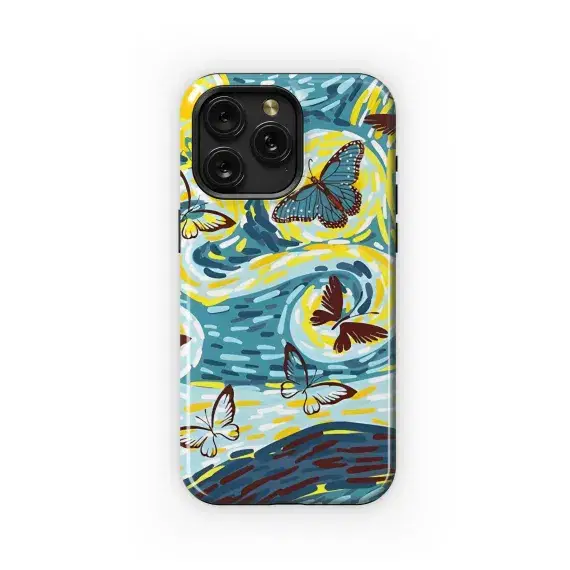 Impressionist Moon and Butterflies Phone Case iPhone Samsung Cover Pixel 2808 - Image 1