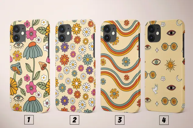 Indie Retro Flower Power 70s Phone Case Hippie Cover