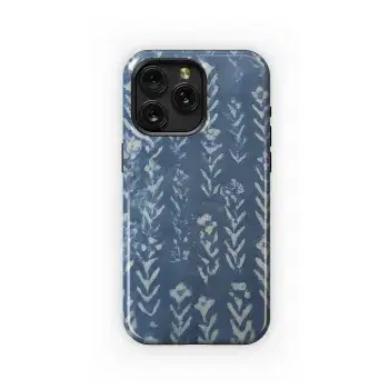 Indigo Diamond Flower Indian Block Phone Case iPhone Samsung Cover Pixel 3691 - Image 1