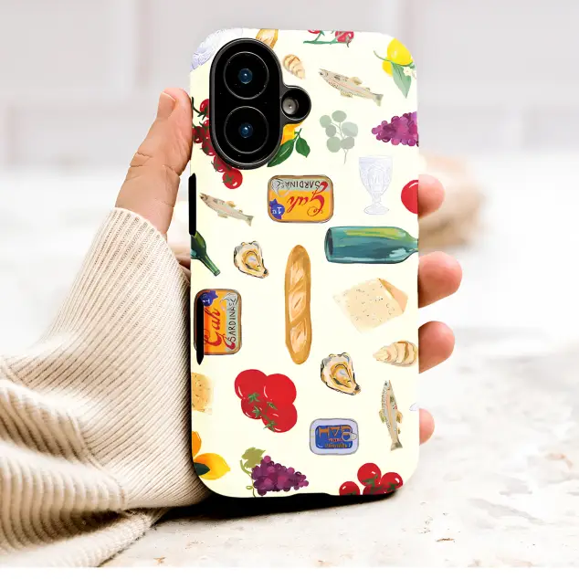 Italian Summer Picnic Food Illustration Phone Case Cover for iPhone 17 Pro Max 16 15 Plus 14 13 Mini Samsung S26 S25 Google Pixel 10 9 9880