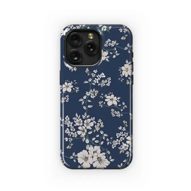 Ivory Vines on Midnight Blue Phone Case iPhone Samsung Cover Pixel 6301